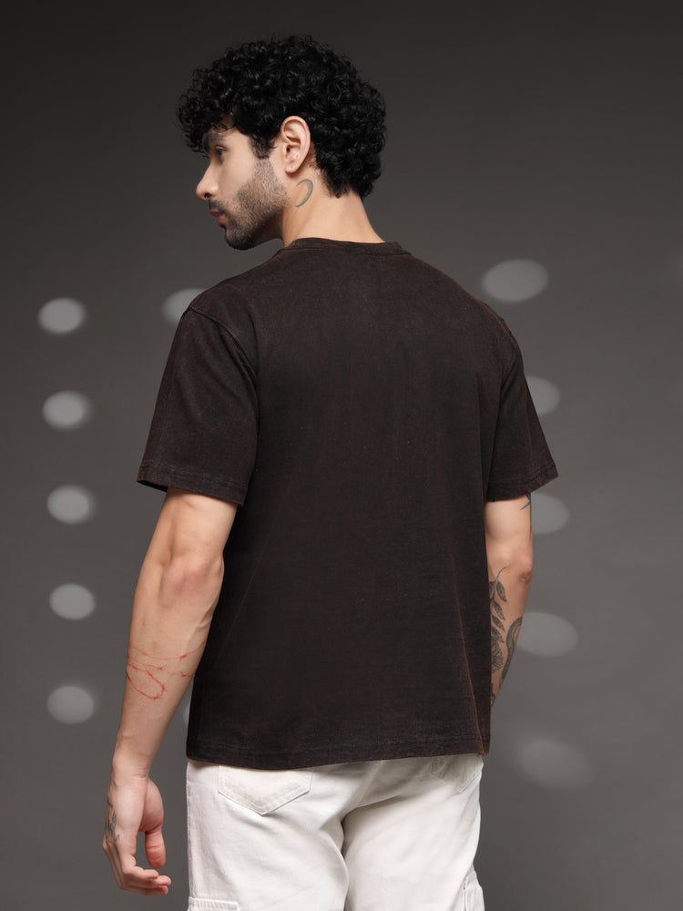 Men's Skull Floral Acid-Wash Tee