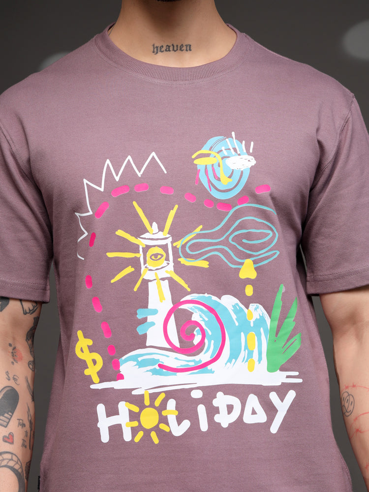 Men's Mauve Abstract Holiday Tee