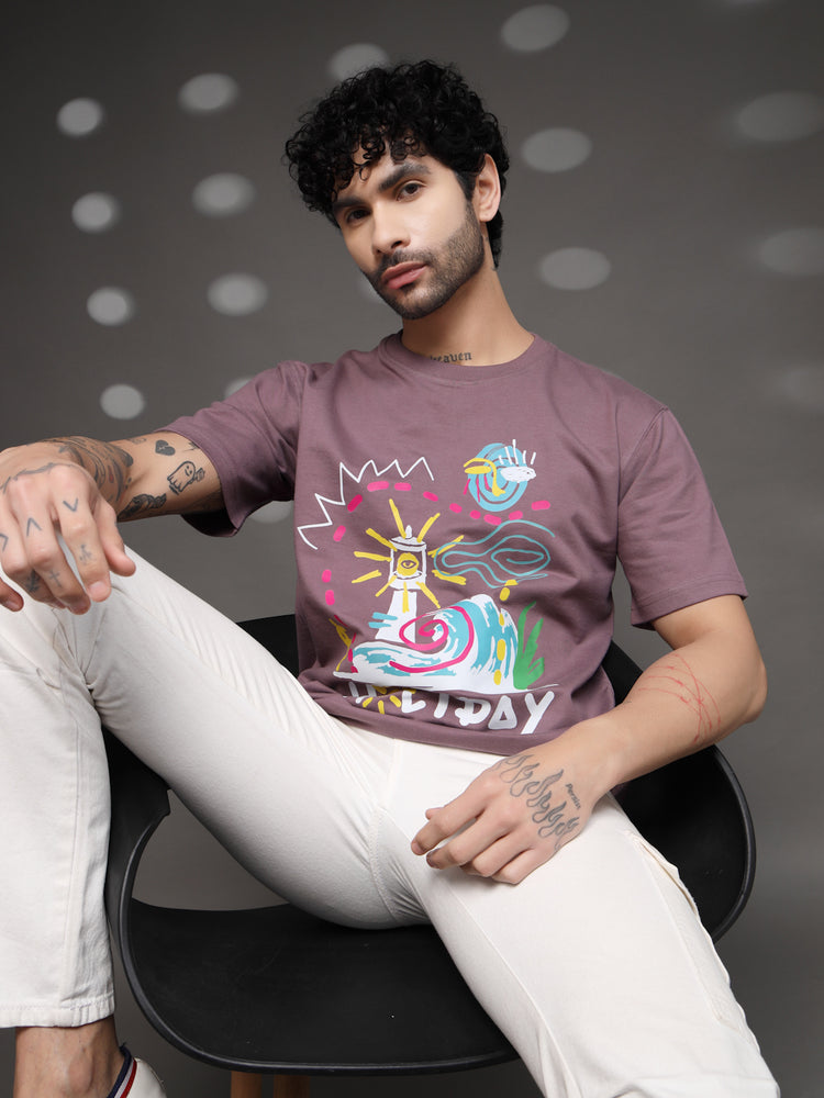 Men's Mauve Abstract Holiday Tee