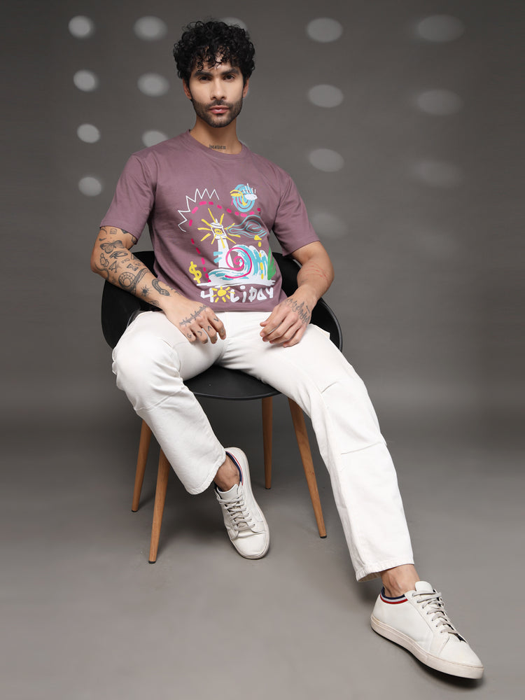 Men's Mauve Abstract Holiday Tee