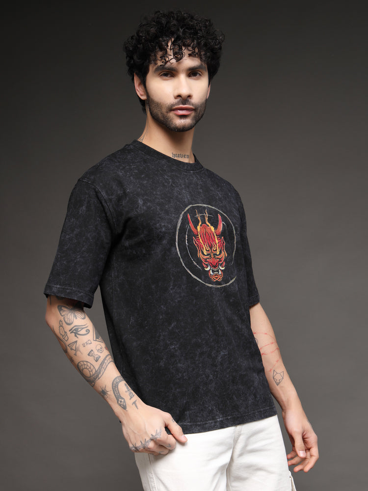 Men's Black Hannya Mask Tee