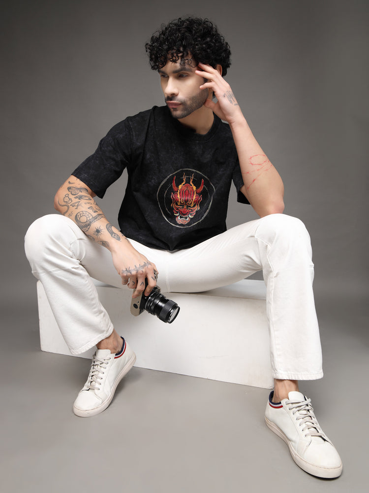 Men's Black Hannya Mask Tee