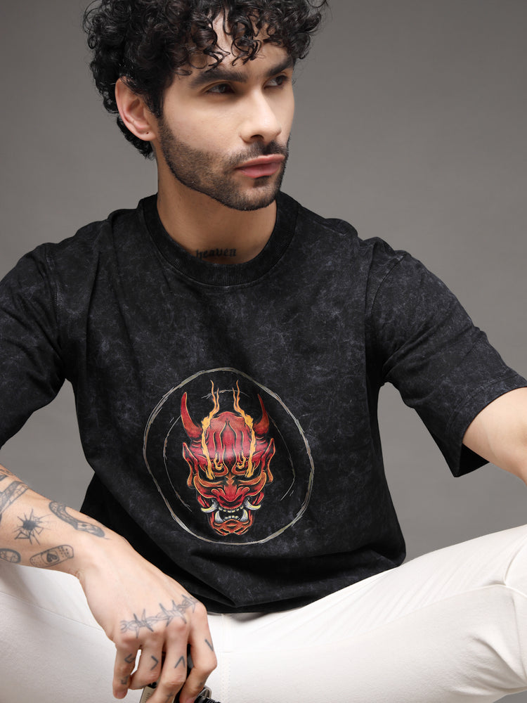 Men's Black Hannya Mask Tee