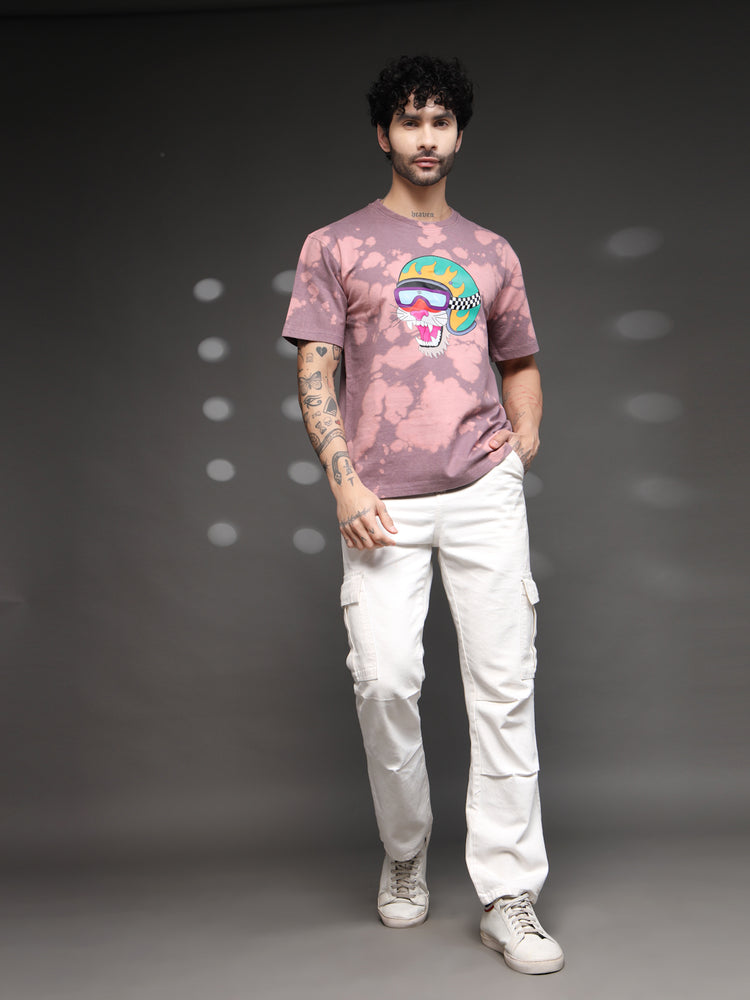 Men's Mauve Tie-Dye Tiger Tee