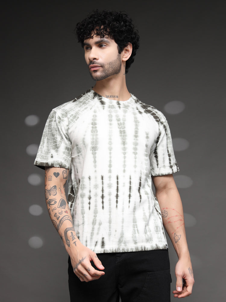 Olive Green Acid Wash tie dye T-Shirt