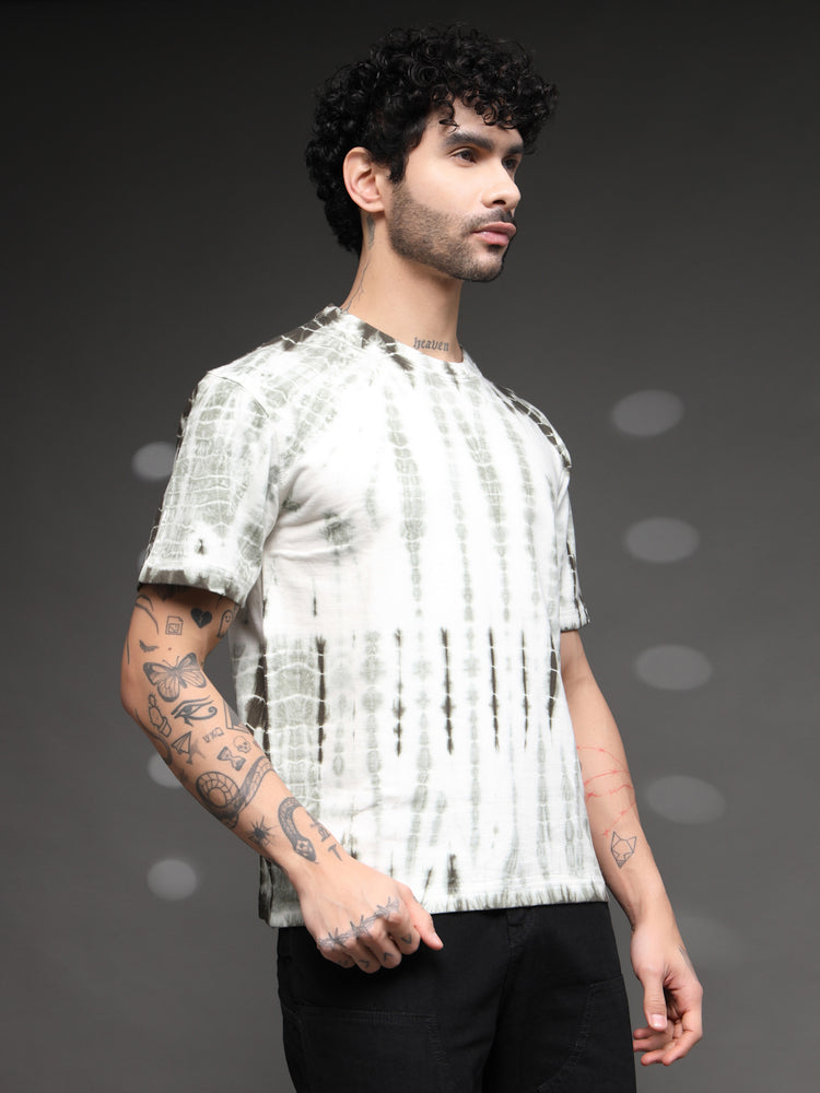 Olive Green Acid Wash tie dye T-Shirt