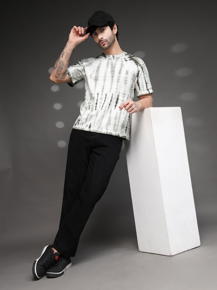 Olive Green Acid Wash tie dye T-Shirt