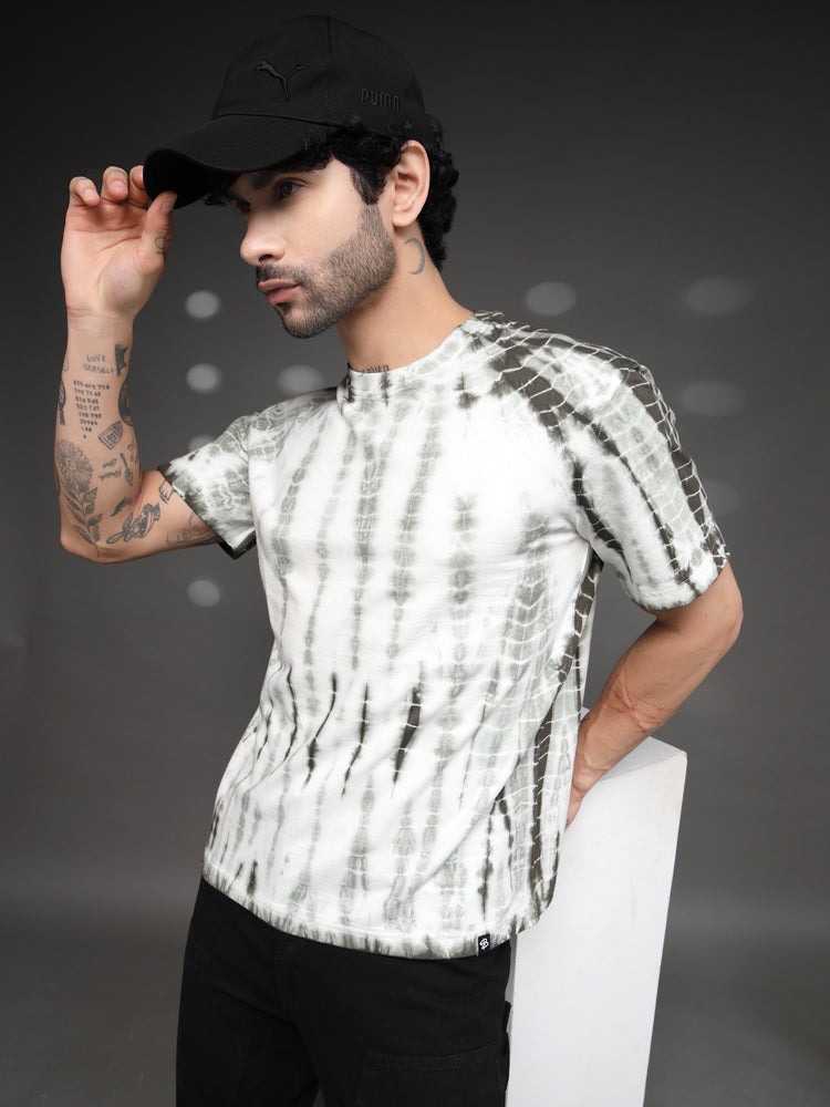 Olive Green Acid Wash tie dye T-Shirt