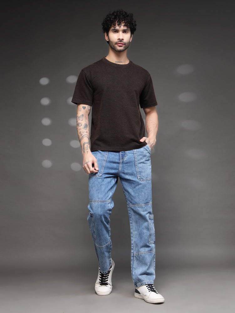 Brown Fadded Acid Wash T-Shirt