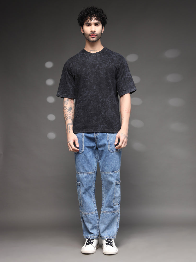 Black Grey Acid Wash T-Shirt