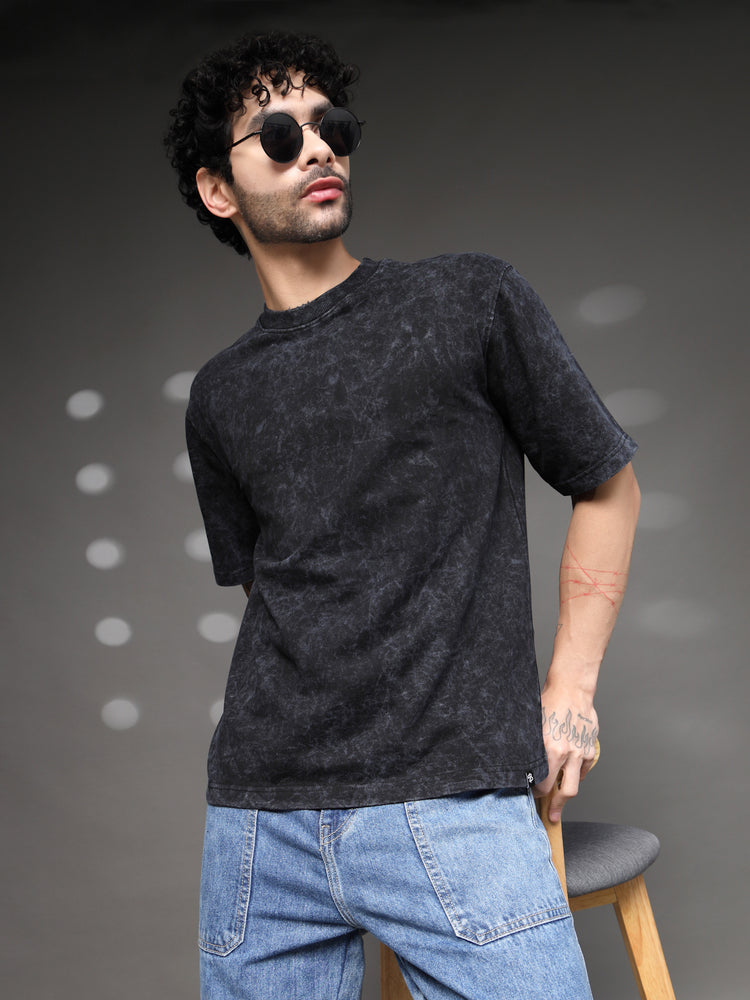 Black Grey Acid Wash T-Shirt