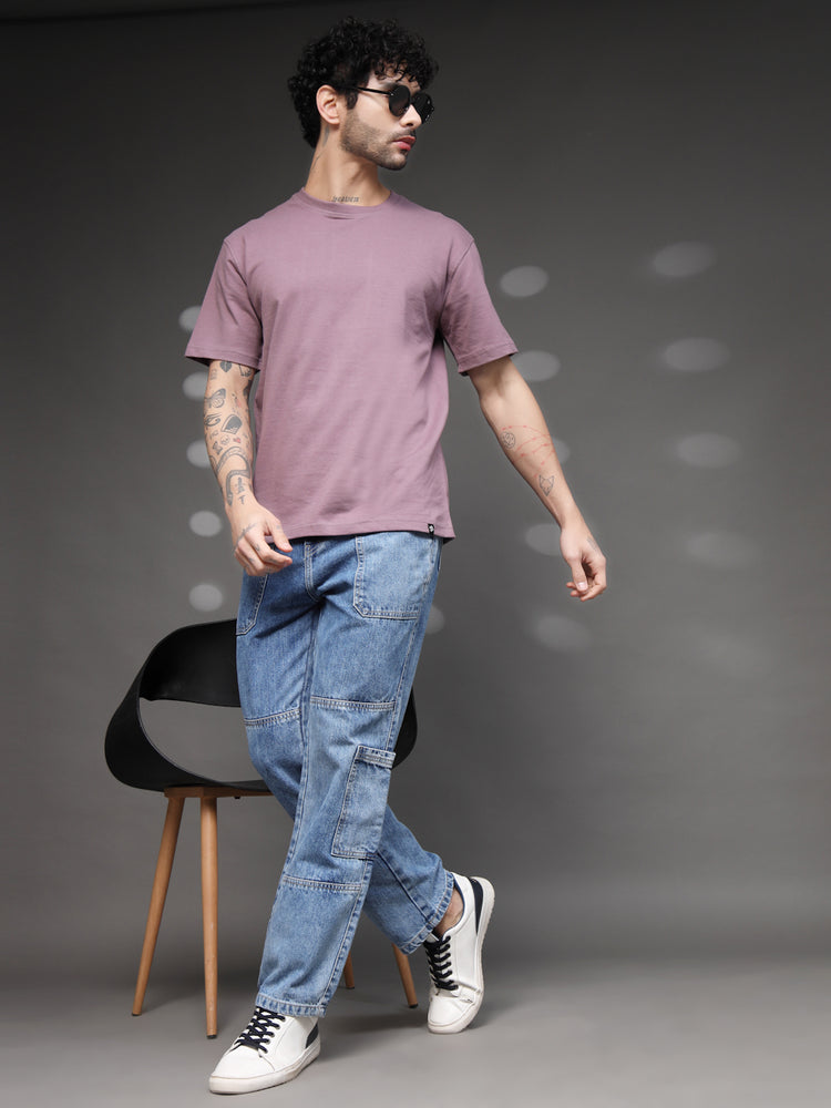 Mauve Solid Reguler Tshirt