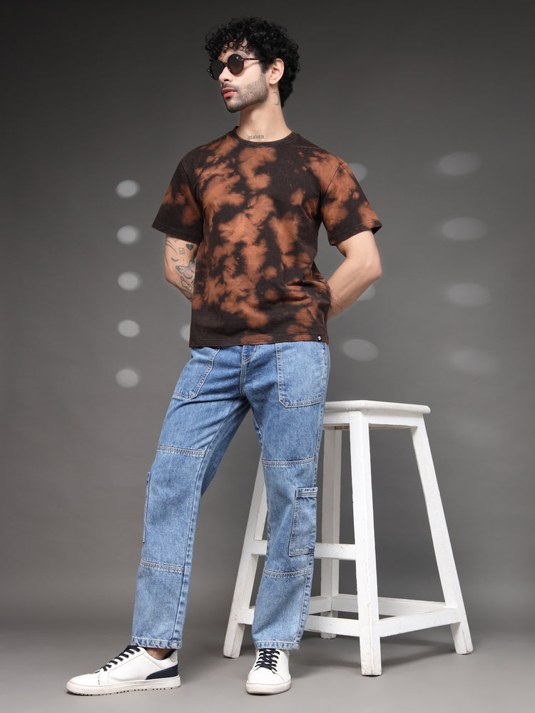 Brown Black Acid Wash T-Shirt