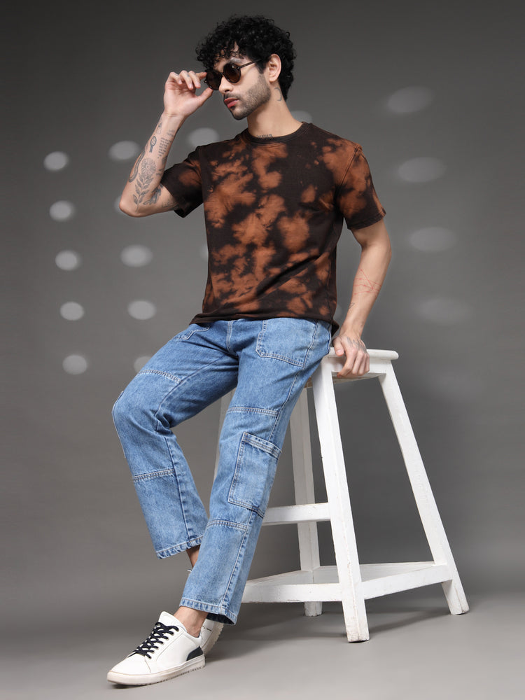 Brown Black Acid Wash T-Shirt