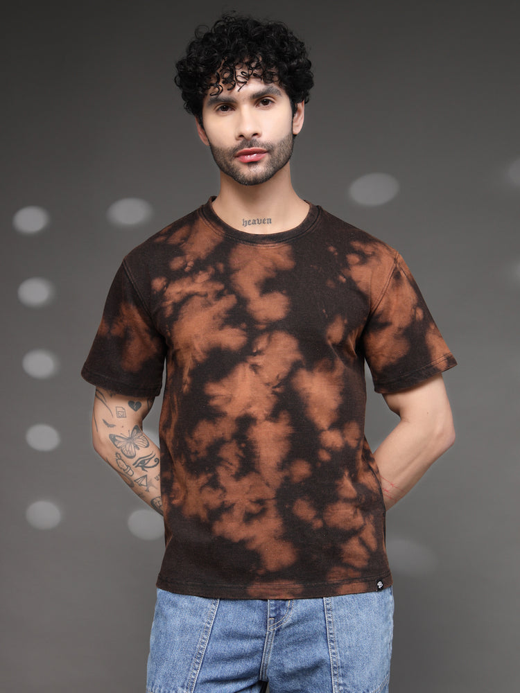 Brown Black Acid Wash T-Shirt