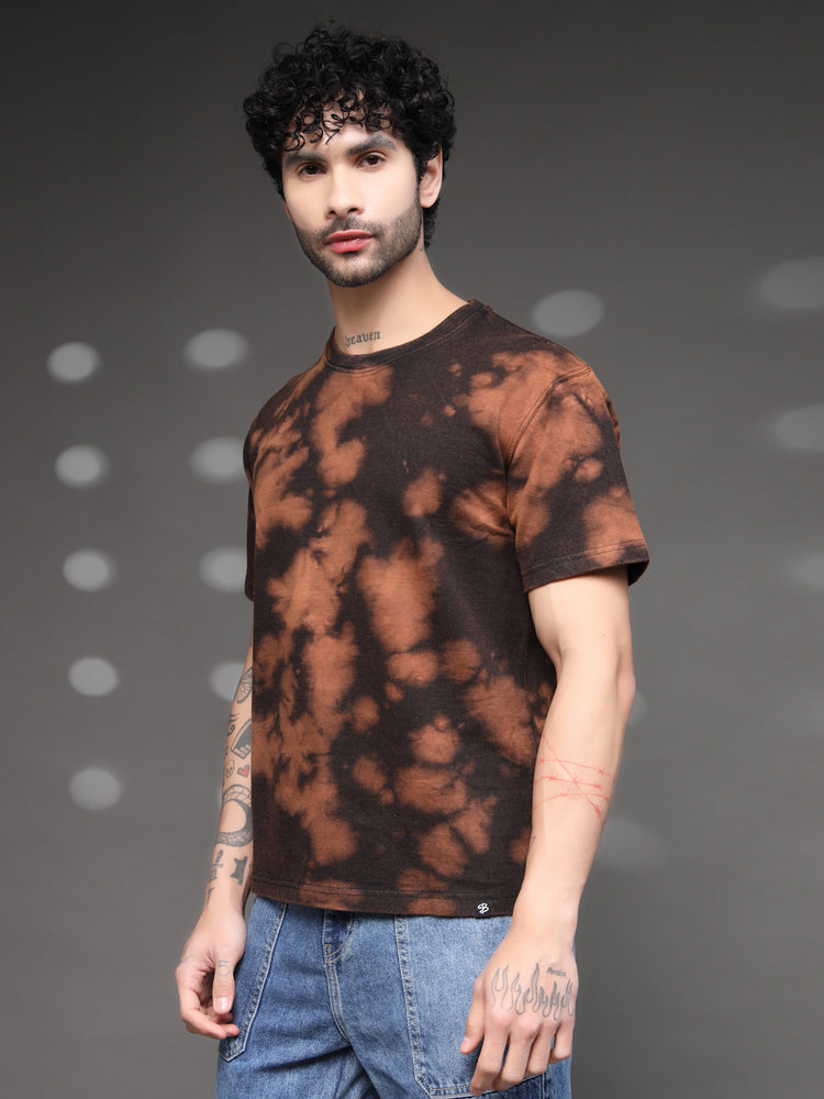 Brown Black Acid Wash T-Shirt