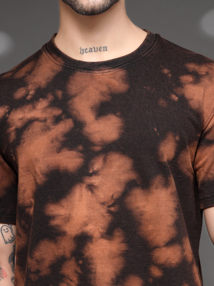 Brown Black Acid Wash T-Shirt