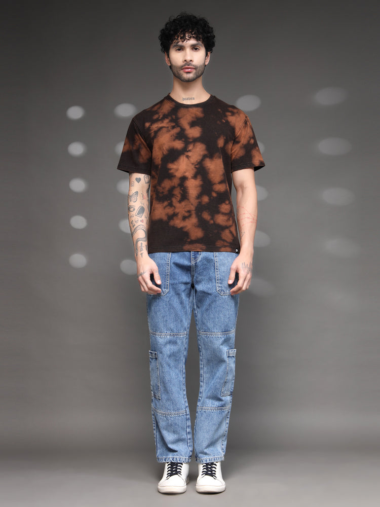 Brown Black Acid Wash T-Shirt
