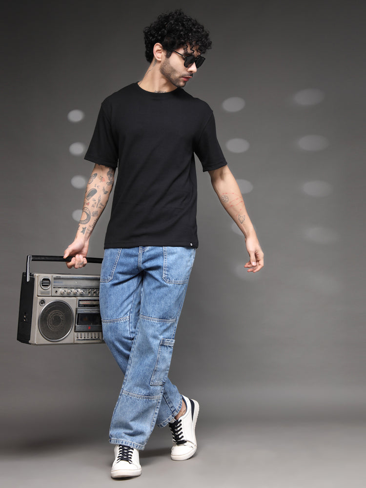 Men's Black Waffle Knit T-Shirt