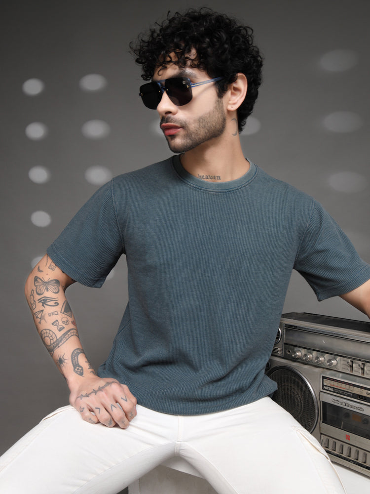 Men's Teal Waffle Knit T-Shirt