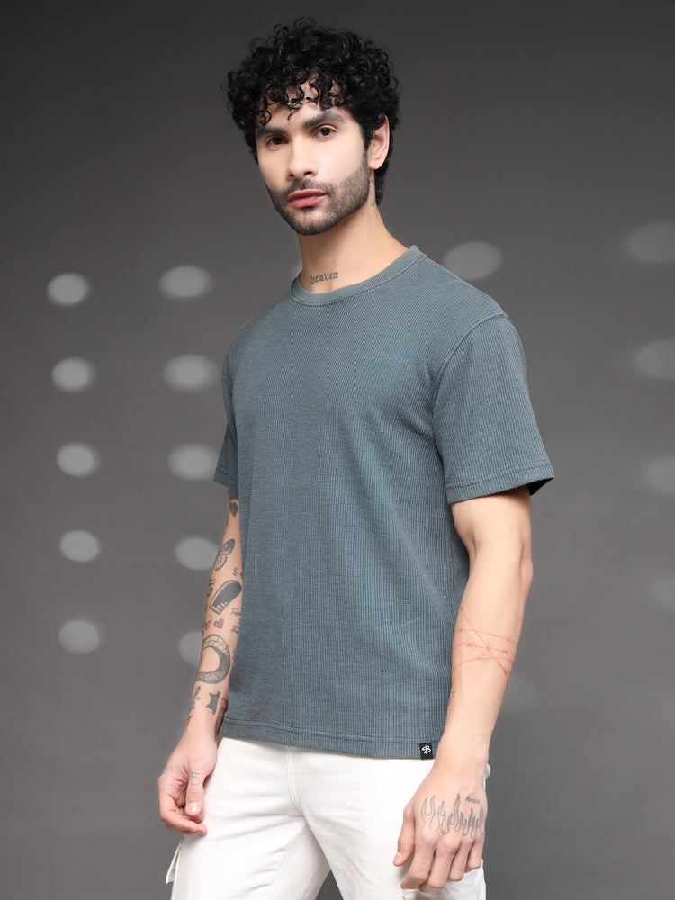 Men's Teal Waffle Knit T-Shirt