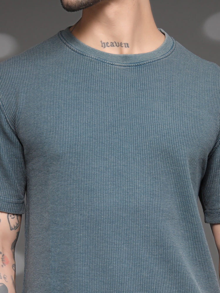 Men's Teal Waffle Knit T-Shirt
