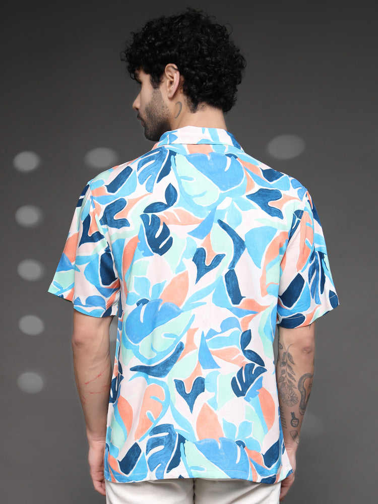 Men's Colorful Abstract Leaf Shirt
