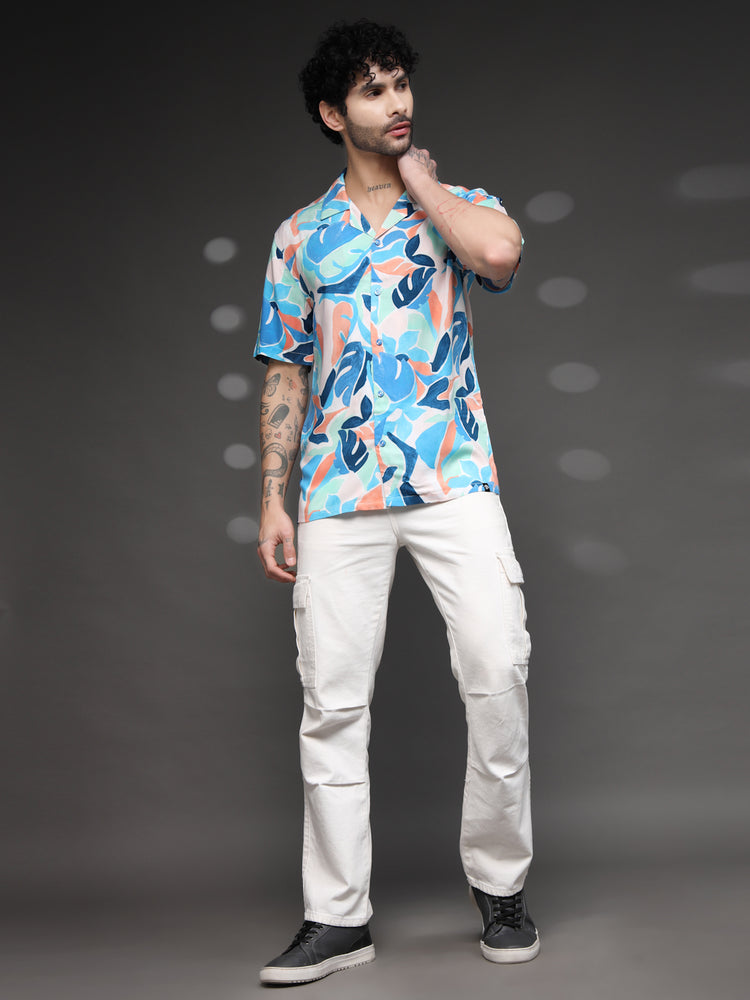 Men's Colorful Abstract Leaf Shirt