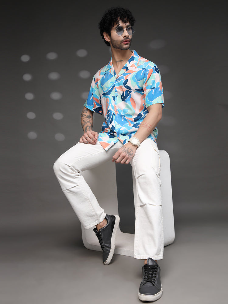Men's Colorful Abstract Leaf Shirt