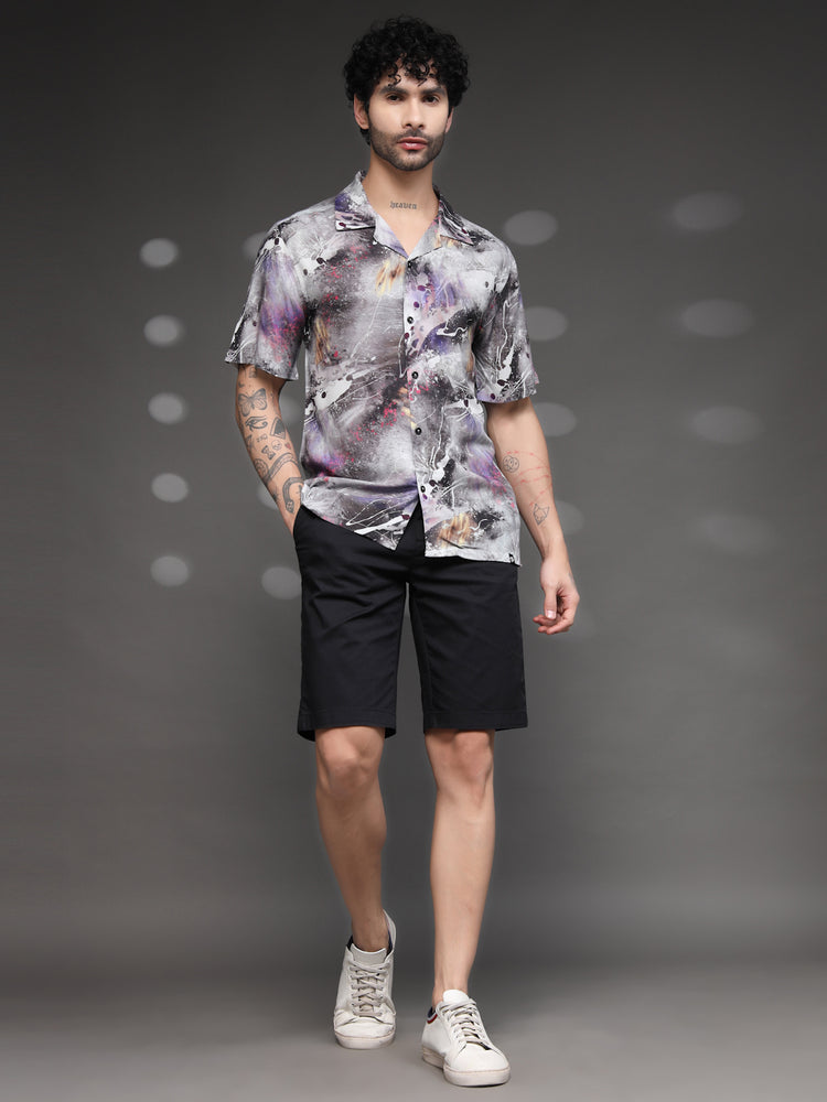 Men's Grey Abstract Splatter Shirt