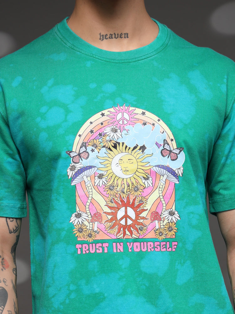 Men's Green Psychedelic Tie-Dye Tee