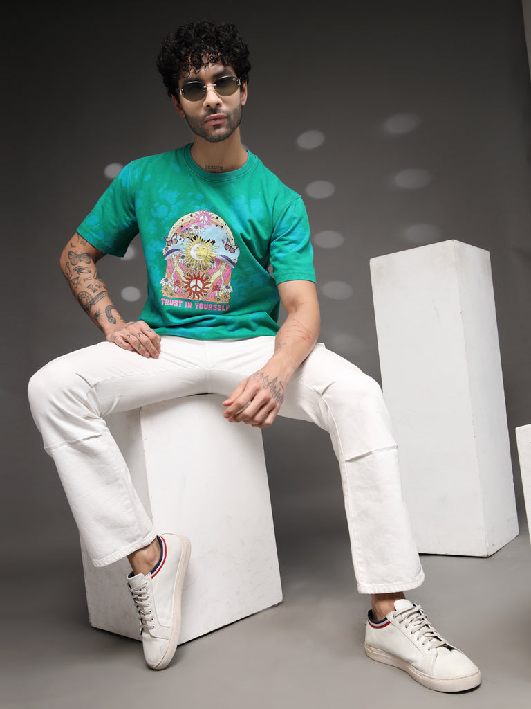 Men's Green Psychedelic Tie-Dye Tee