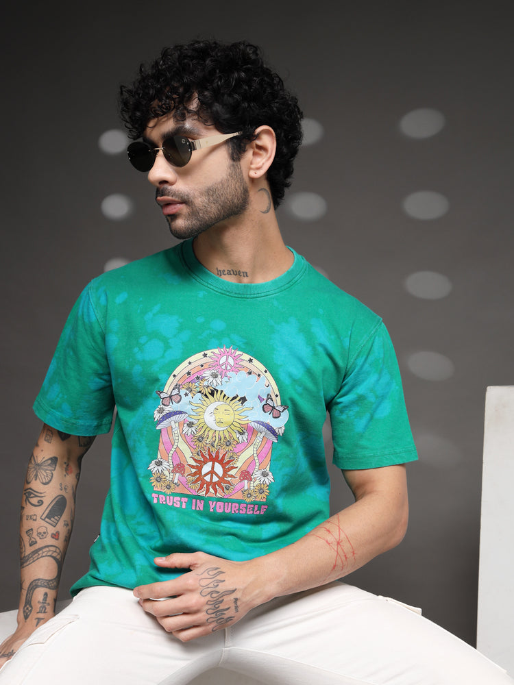 Men's Green Psychedelic Tie-Dye Tee