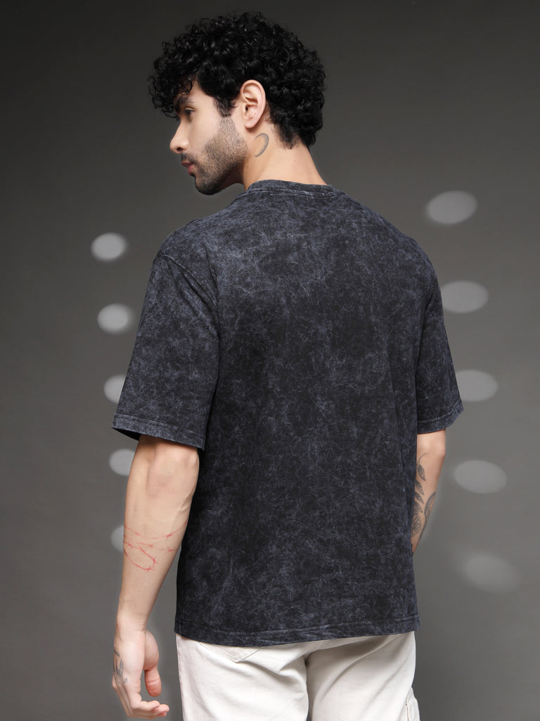 Black Acid Wash Skull Tee