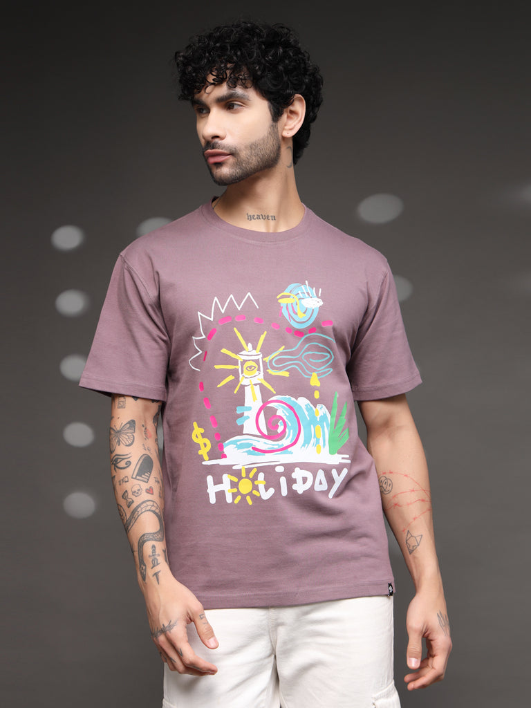 Men's Mauve Abstract Holiday Tee