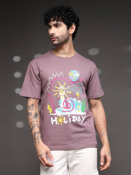 Men's Mauve Abstract Holiday Tee