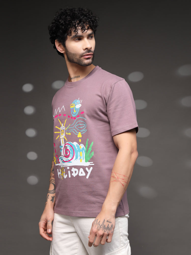 Men's Mauve Abstract Holiday Tee