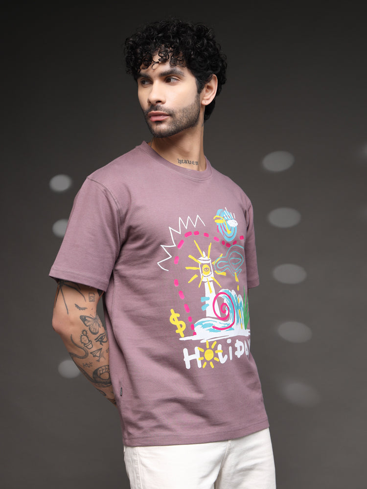 Men's Mauve Abstract Holiday Tee