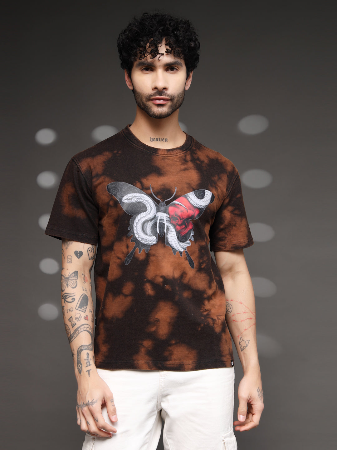 Men's Brown Tie-Dye Butterfly Tee