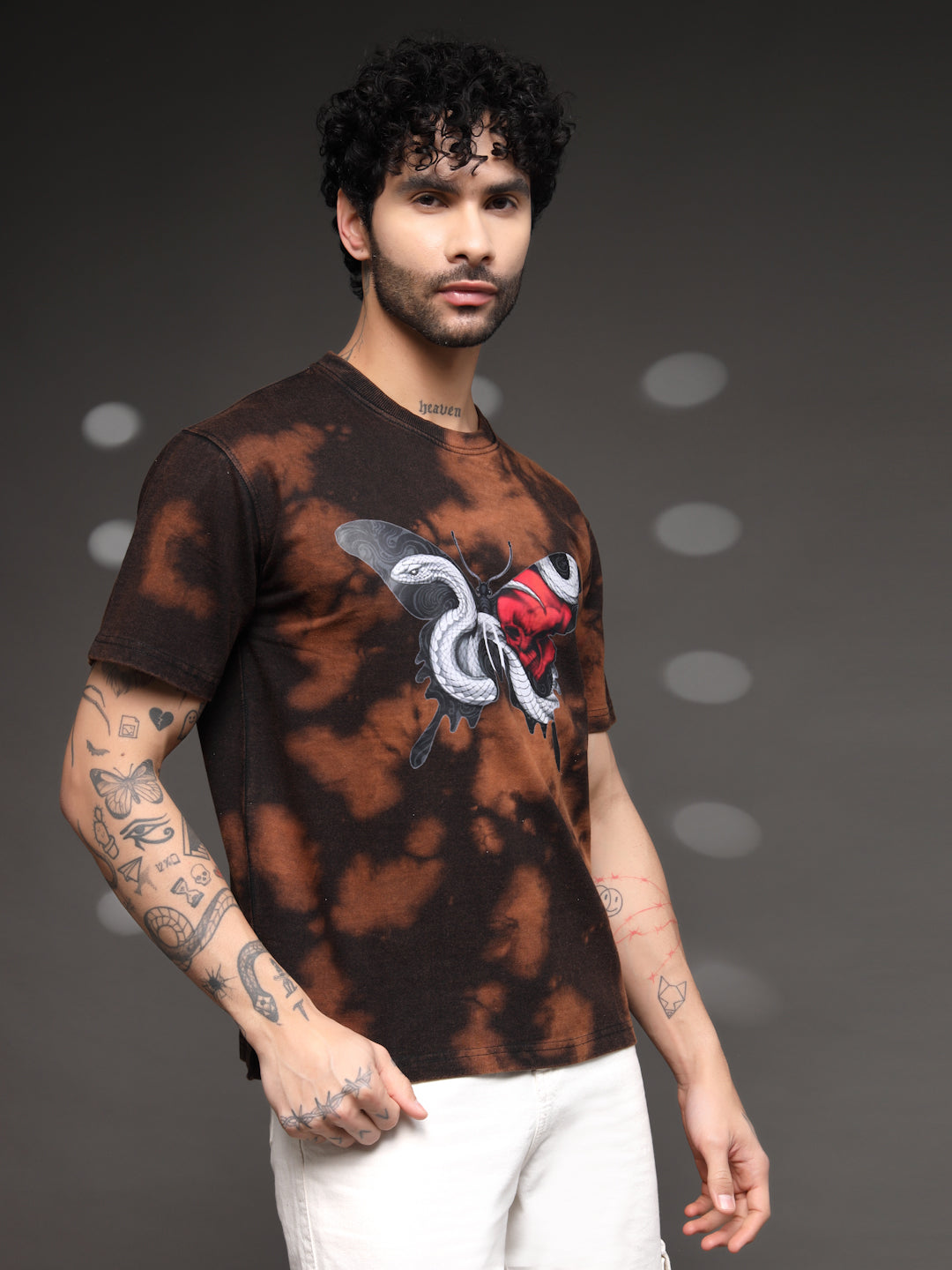 Men's Brown Tie-Dye Butterfly Tee