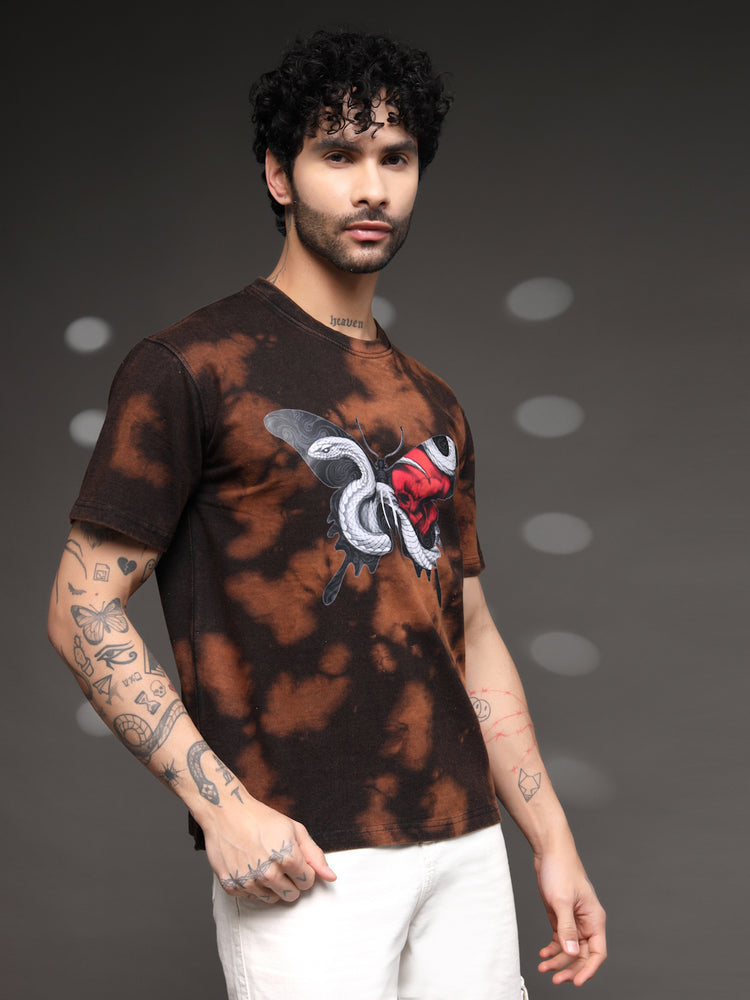 Men's Brown Tie-Dye Butterfly Tee