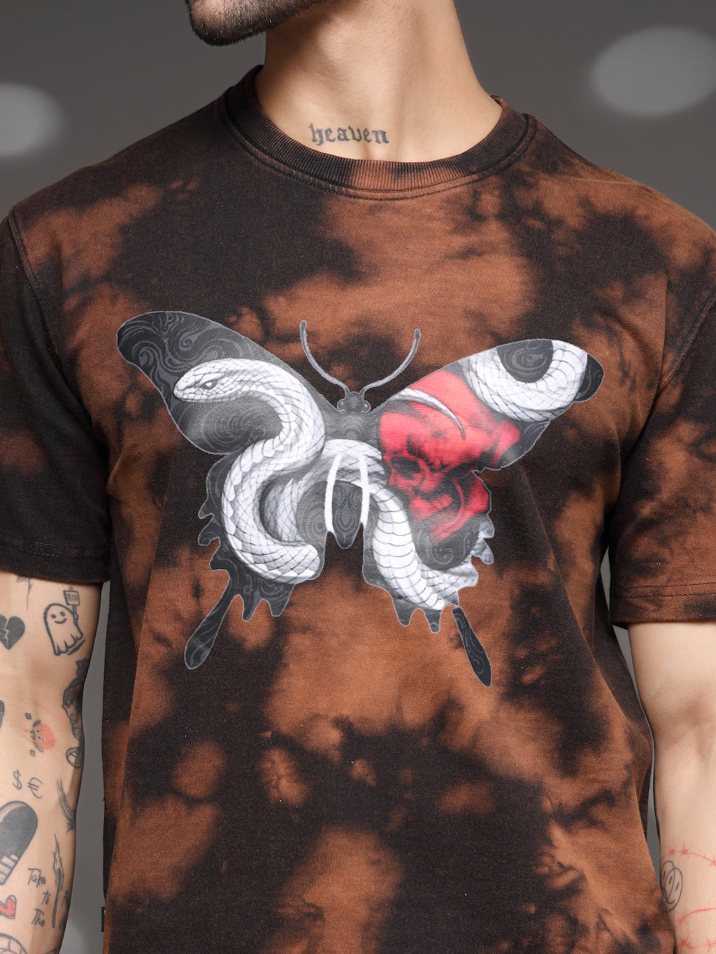Men's Brown Tie-Dye Butterfly Tee