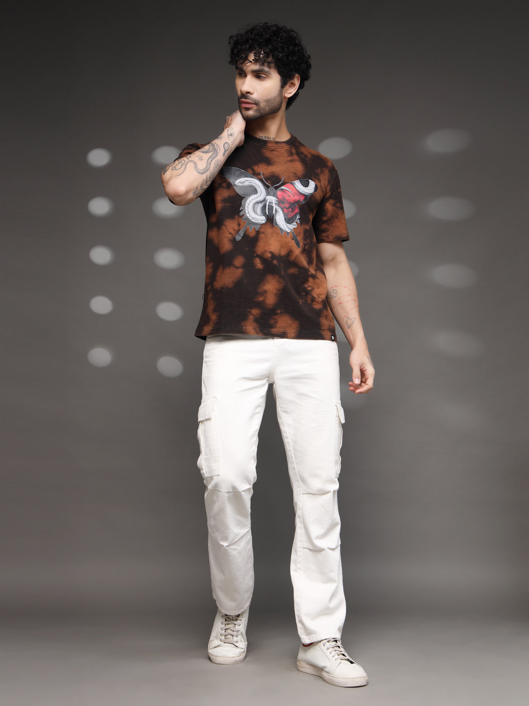 Men's Brown Tie-Dye Butterfly Tee