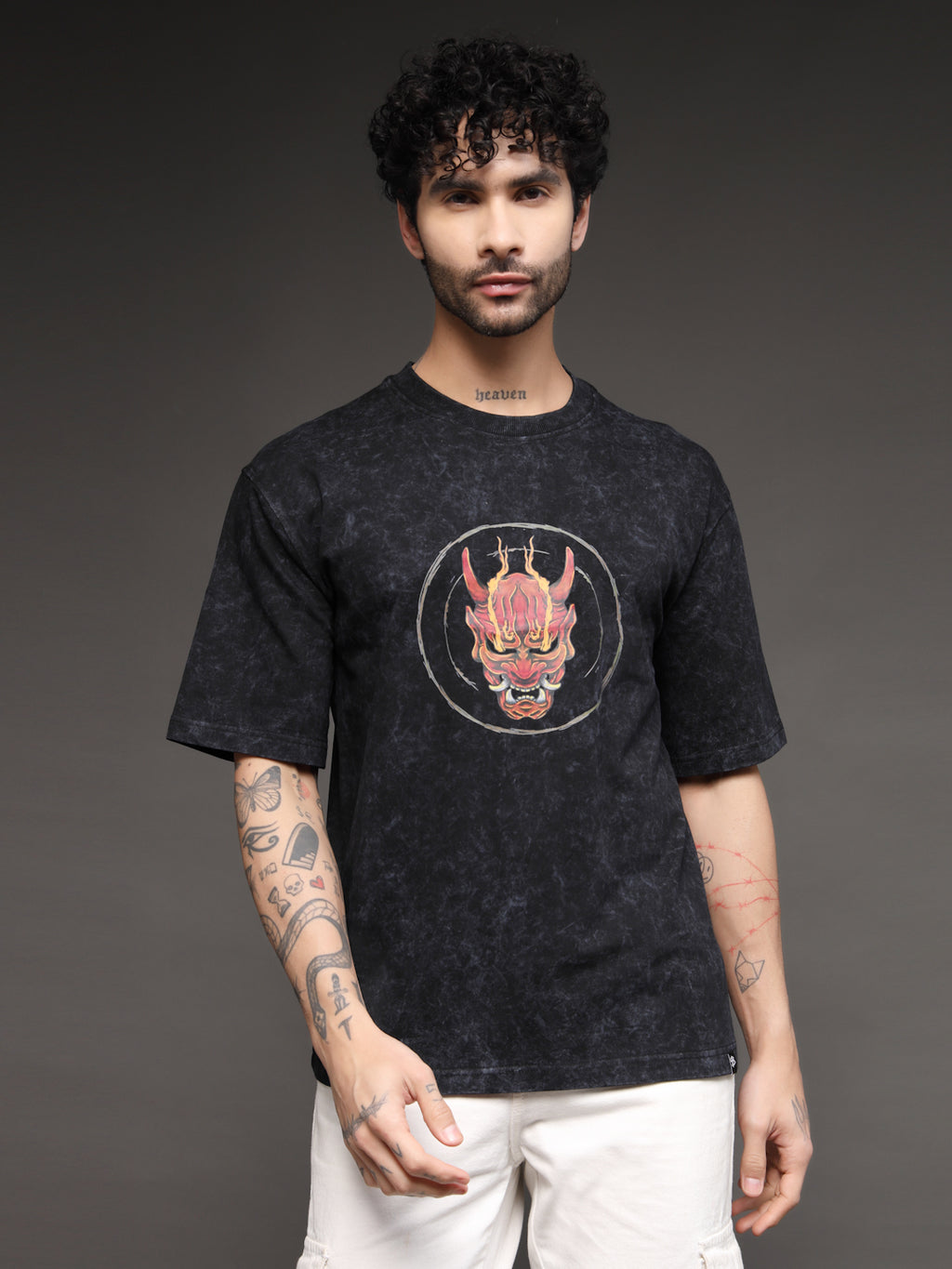 Men's Black Hannya Mask Tee