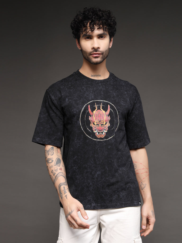 Men's Black Hannya Mask Tee