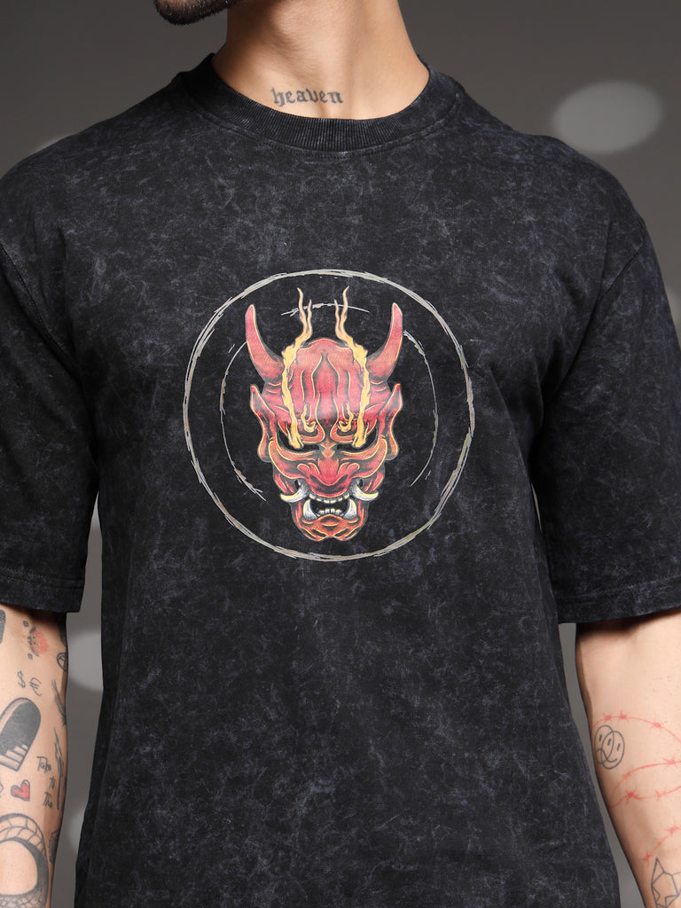 Men's Black Hannya Mask Tee