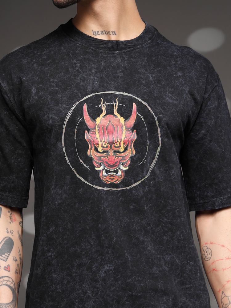 Men's Black Hannya Mask Tee