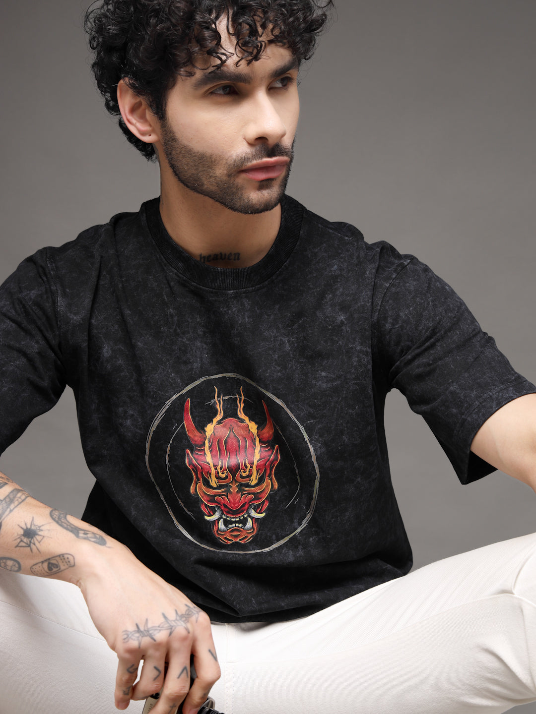 Men's Black Hannya Mask Tee