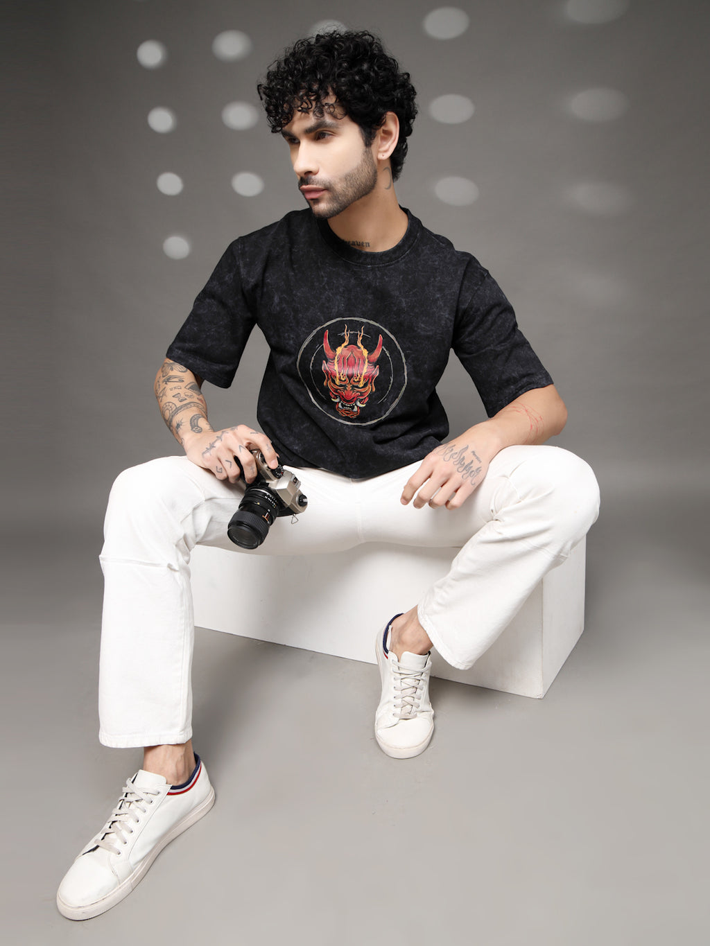 Men's Black Hannya Mask Tee