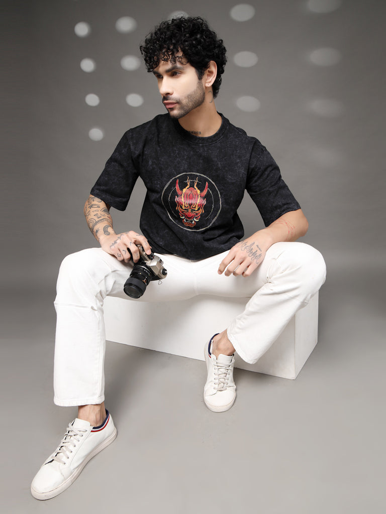 Men's Black Hannya Mask Tee